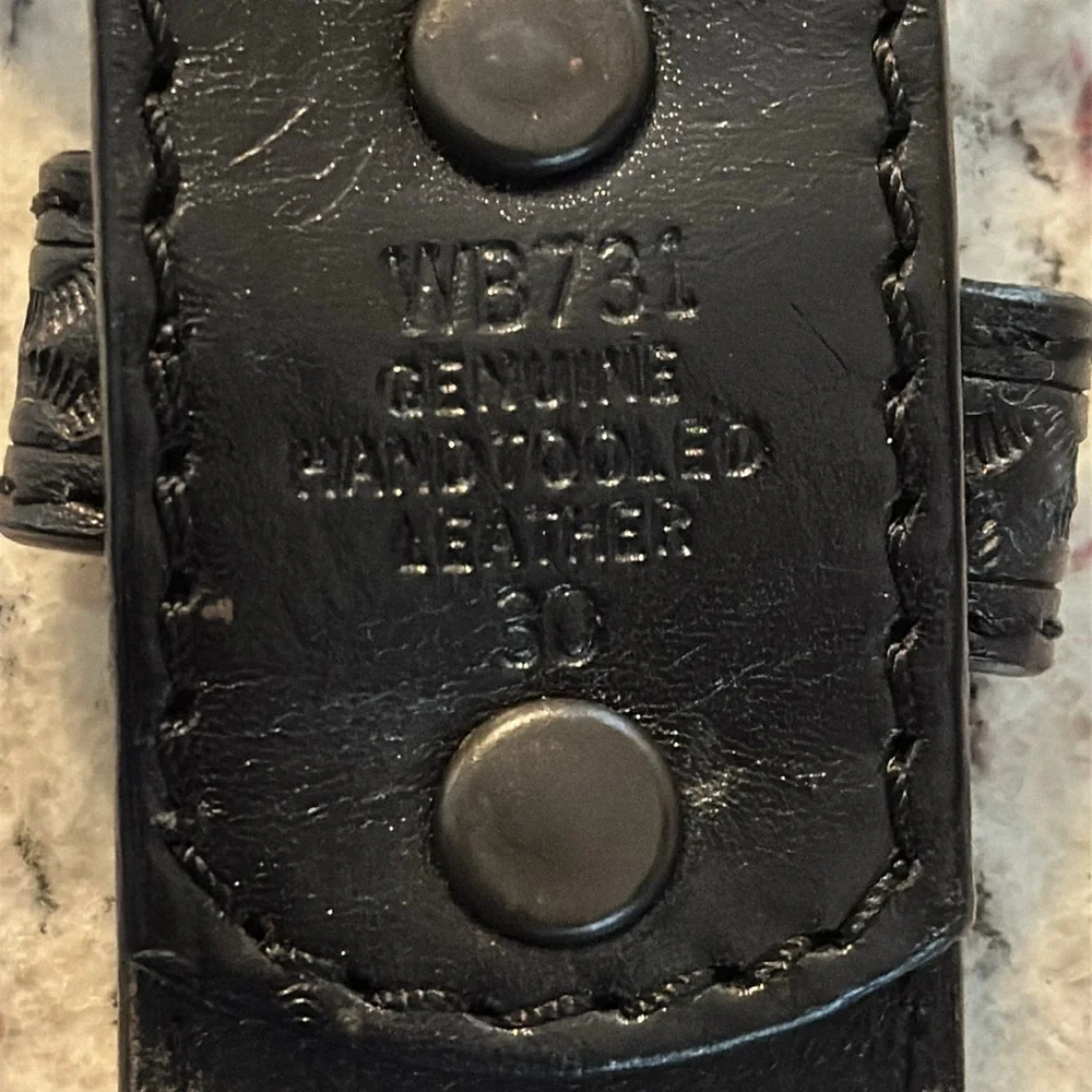 Ranger Belt Company genuine Leather hand tooled leather cross belt size 30